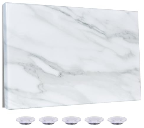 Aitakatta Marble Print Magnetic Dry Erase Board, 29.5x19.7 inches Decorative White Board for Wall with Design, Frameless Dry Erase Board for Wall, Magnets Included（DLS,5075,1pc）