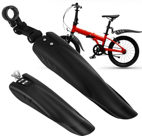 Parafango Bici Parafango Anteriore Posteriore per Bicicletta per Bambini Regolabile Parafanghi Bici per 16-18 Pollici Facile da Installare Nero