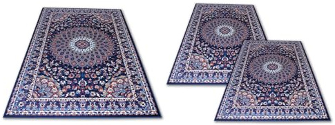 Confezioni Giuliana Tris Tappeti Camera da Letto Palace Classico Dis 2082 Blu Set 3 Pezzi 70x130 55x105