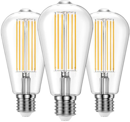 Ankey ST64 Bombilla Edison Estilo Vintage,Bombilla Led E27,10W (Equivalente a 100W) Bombilla De Filamento Led luz natural (4000K),No Regulable,Pack 3
