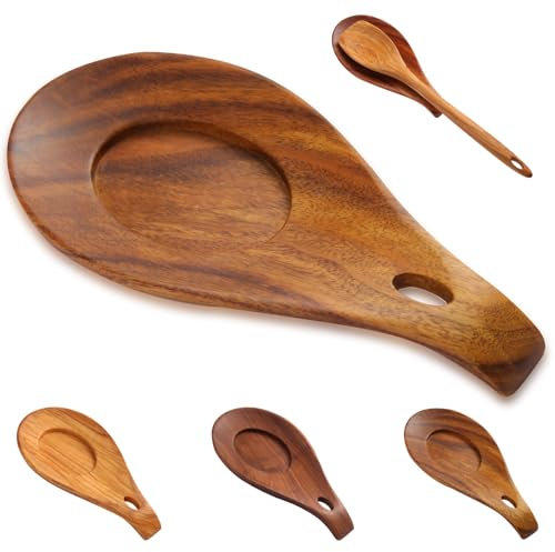 Poggia Mestolo Cucina,Apoggia Cucchiaio in Legno Naturale,Appoggia Mestoli da Cucina,per Ristorante Domestico (Legno di acacia)