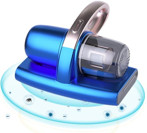 Kamanan Milbensauger für matratzen,Matratzenreiniger Handstaubsauger,8000Pa Milbenstaubsauger Bettmatratzen-Staubsauger mit UV-Licht & Dauerstaubbehälter für Matratzen,Sofa,Kissen(Blau)