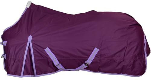 RL24 - Weidedecke 600D Basicline – als Regendecke & Übergangsdecke – Wind- & wasserdichte Outdoordecke mit Innenfutter & Kreuzbegurtung – Pferdedecke in Lila – 125cm (Nylonfutter)