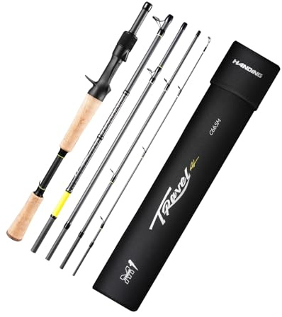 HANDING M1 Travel Rod Travel Baitcaster Rod 5-Piece Travel Fishing Rod 6'6 for Largemouth Smallmouth Walleye Pickerel