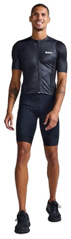 2XU Men's Aero Hex Sleeved Tri Suit (US, Alpha, Medium, Regular, Regular, Standard, Black/White)