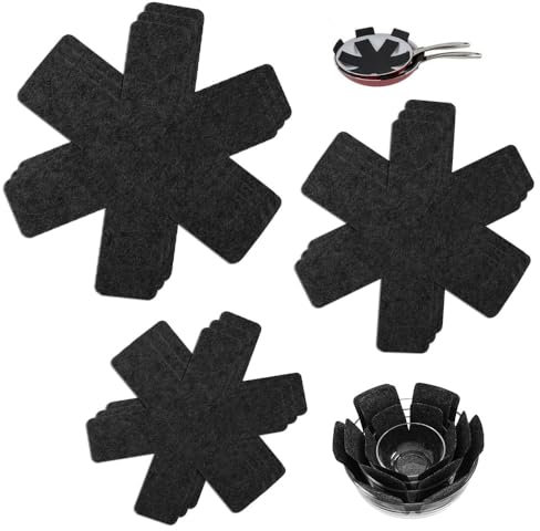 Ceihwa 9 Piezas Protege Sartenes Separadores,Protector Ollas y Sartenes Fieltro,Salva Sarten Antideslizantes,Pan Protector Cazuelas,Protectors Cacerolas,Salvamanteles de Fieltro para Evitar Rayar