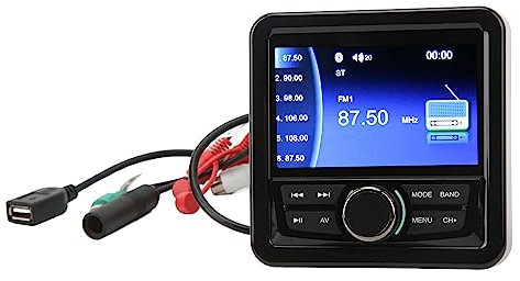 Yechiry Stereo Marine Mottagare, Båtradio med Digital LCD -FLAC -förlustfri Audio USB SD Aux Marine Radio Car Stereo Mottagare för Yachter, Tekniska Fordon, Grävmaskiner
