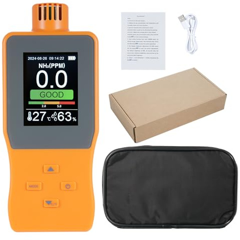 Aumotop Detector de Gas de Amoníaco Portátil 0~100 PPM Probador Gas ³ - Monitor Temperatura y Humedad para Cámara Frigorífica - Diseño Portátil