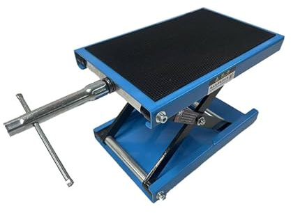 Mesa elevadora de tijera para motocicleta de 500 kg, plataforma ancha y bandeja de herramientas para bicicletas de calle, crucero y turismo (azul) - Resistente, altura ajustable, Gara tial