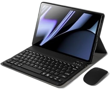 NXCVBNKZJ kuaijiexiaopu Abnehmbare QWERTZ-Tastatur-Lederhülle, geeignet for OnePlus Pad Go 11,4 Zoll(Black+Keyboard+Mouse)