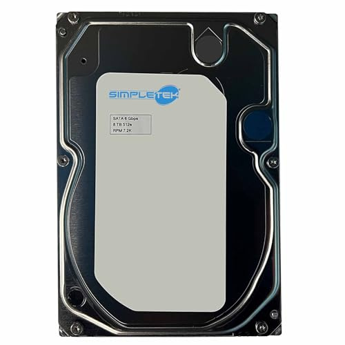 SIMPLETEK - 8 TB intern hårddisk (8 000 GB) | SATA III | Hårddisk för NAS, PC, servrar och skrivbord (renoverad)