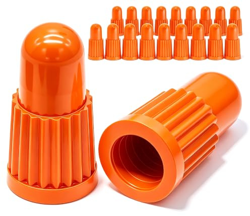 MEAJOO Orange Presta Valve Caps (20 Pack) – Dust & Air Stem Covers for MTB, Road Bike, Bicycle – Fits French Valves, Lightweight Plastic Tubeless Tire Valve Caps