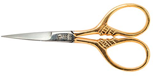 Mundial Classic Forged 3.5 Florentine Embroidery Scissors – Gold-Plated Handles, Ultra-Sharp Fine Point for Thread Trimming, Needlework, Cross-Stitch, Quilting & Needlepoint