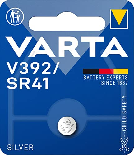 VARTA Batterier V392/SR41 Knappcellsbatteri, 1 stycken, Silver Coin, 1,55 V | barnsäker förpackning, silveroxidteknik, kvicksilverfri, för febertermometer, pulsmätare eller bilnyckel