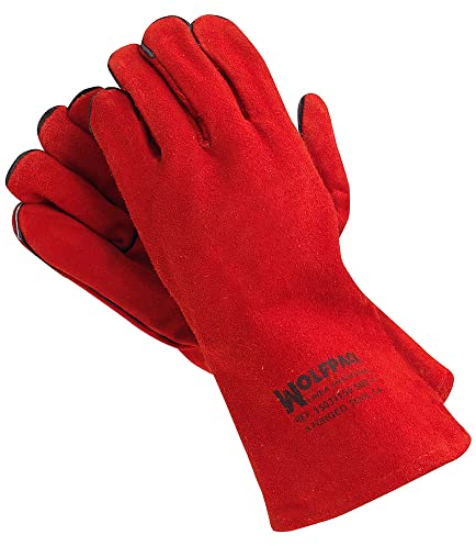 WOLFPACK 15031150 - dicke Schweißerhandschuhe, Größe L, rot., L (2er Pack)