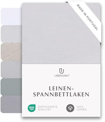 URBANARA Spannbettlaken Toulon 90x200 cm bis 25 cm Steghöhe I 100% europäisches Leinen Made in Portugal Oeko Tex Zertifiziert I Atmungsaktiv & Temperaturregulierend mit Gummizug I Natur