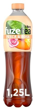 Fuze Tea, Bevanda Rinfrescante Analcolica di Té al Gusto Pesca e Rosa, con Zuccheri ed Edulcorante - 1 Bottiglia da 1.25 L