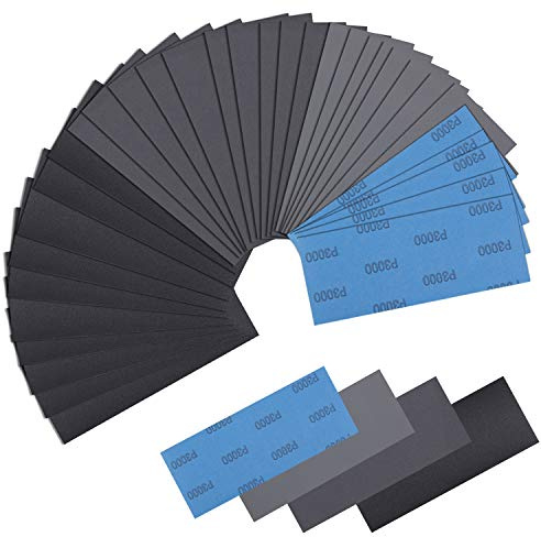 Sandpaper 120 to 5000 Grits, 30pcs Wet and Dry Sandpaper for Cars Polishing Metals Walls Wood Furniture Sanding, Fine Grit Sand Paper Assorted 9x3.6 Inch