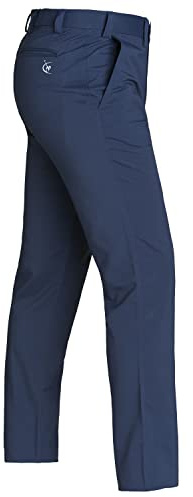 Harry Hall Men's Lightweight Golf Trousers - Slim Fit, Grip Waistband, Stretch & Breathable Fabric - Quick Dry, Water Resistant Finish - Navy Blue 32R