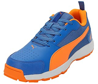 Puma Men's Cricket HighRun Cricket Shoe, Bluemazing-Orange Glow-White, 10 UK