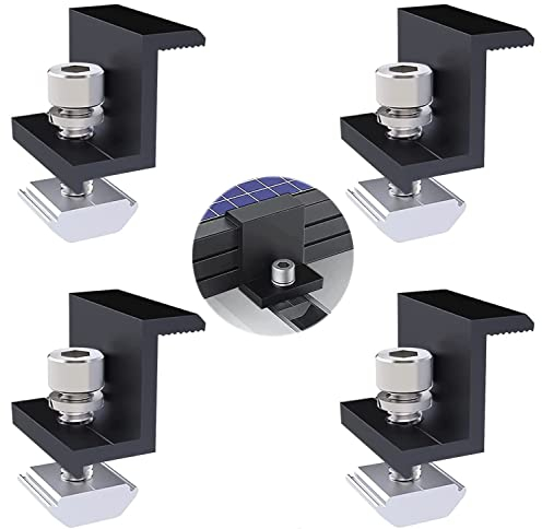 Solarmodul Halterung Endklemme Kit, Solar Panel Randklemme Halterungen, Solar Endklemme Verstellbare Solar Panel ,Befestigung Solarmodul Für Solarpanel, 4 Stück Halter Solarpanel, für Modulhöhe 35 mm