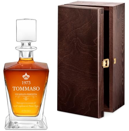 Maverton decanter per whisky con incisione in vetro - Caraffa per whisky 800 ml - Incisione personalizzata - Bottiglia in cristallo per Lui per anniversario di matrimonio - Annata