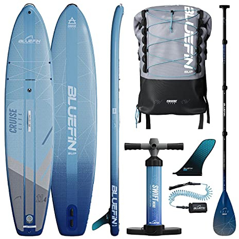Bluefin Cruise Lite SUP Paddleboard, Paddle Boards for Adults, Stand Up Paddle Board, Sup Board, Stand Up Paddleboarding, 11Ft4 Bluefin Sup Lightweight Paddleboard, Compact SUP Paddleboard