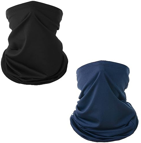HXC Multifunctional Headwear 2 Pack Face Coverings Bandana Elastic Neck Gaiters Snood UV Resistence for Men &Women Elastic Windproof Face Mask for Sports