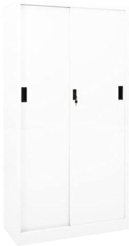 GuyAna Armario de Oficina Puerta corredera Acero Blanco 90x40x180 cm Armario Herramientas Armario de taquilla Armario bajo Exterior Mueble pequeño