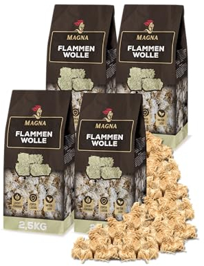 Magna Premium Flammenwolle - 700 Anzünder - Kaminanzünder, Kaminholzanzünder, Holzwolleanzünder, Feueranzünder, Holzkohleanzünder, Grillanzünder - 100% Natürlich 10 KG