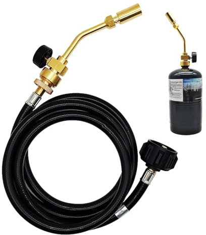 Fukamou Chalumeau à souder, Chalumeau à souder avec Tuyau | Petite Torche avec Tuyau de Torche | Contrôle de Flamme réglable, Torche à souder en Laiton Massif pour brasage Doux, brasage