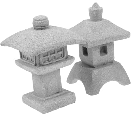 Kisangel 2st Wenchang-Turm Vogeltränke Groß XXL Miniaturpagode Outdoor Dekoration Gartenhäuschen Erdmännchen Gartenfigur Japanische Statue - - Laterne Büro Sandstein Steinlampe Fee