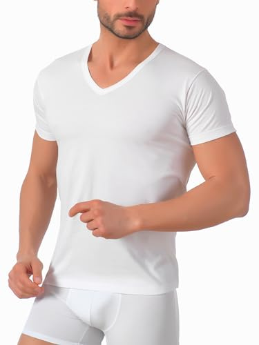 Liabel 3 Pz Maglietta Uomo Intima Cotone100% Premium ComfortFit | Morbidezza e Traspirabilità | T Shirt Uomo Ideale per Tutte Le attività (IT, Testo, XXL, Regular, Regular, 3 Pz Bianco - Scollo a V)