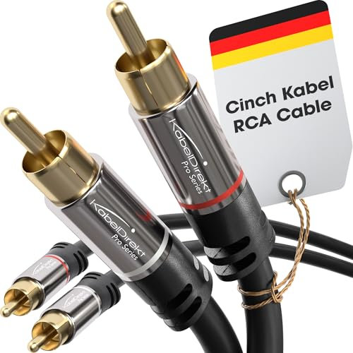 KabelDirekt – 5x Câble RCA 1,5m, câble audio stéréo 2 x 2 Cinch particulièrement résistant et d'une qualité sonore brillante (coaxial RCA/HiFi & Home Cinéma, analogique et numérique)