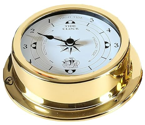 Valuegist Brass Nautical 6 inch 145mm Wall Clock, Wall Hanging Boat Using Tide Clock High Tide Low Tide for Weather Station, Wall Decor, Boat Accessories (Home/Ocean/Beach)