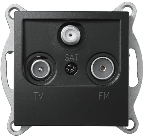 MC POWER Antennendose Unterputz | FLAIR | UP Antennensteckdose Fernsehdose Sat Dose, Anschlussdose für TV Radio Sat, matt Schwarz