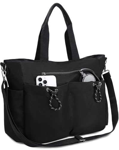 VX VONXURY Bolso Bandolera Mujer Ligero Bolso Tote Mujer con Múltiples Bolsillo Bolso Shopper con Correa Ajustable Bolso Mujer Grande para Viajar Trabajo Compras(17L)