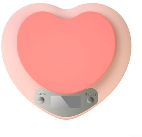 Balance de cuisine électronique avec écran LCD en forme de cœur Rose 5 kg