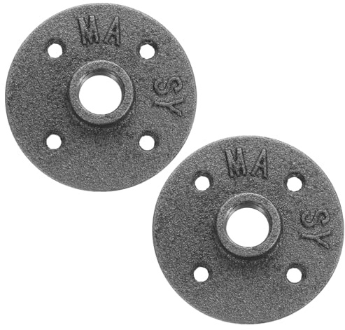 uxcell 2 Pack Industrial Pipe Floor Flange, Iron Pipe Fittings, 1/2 Inch Threaded Flange for DIY Project/Furniture/Shelving Decoration Black