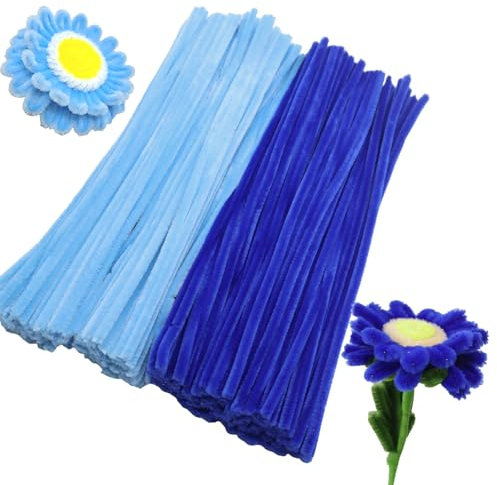 Tikyoary 200 Stück Pfeifenreiniger, 2 Farben Pfeifenreiniger Kit Chenille Draht für Blumen, Tiere oder, DIY Bastelprojekte und Dekorationen (Blau)