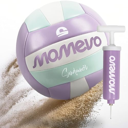 Momevo Sundowner Offizieller Beachvolleyball mit Ballpumpe, langlebig, offizielle Größe 5, handgenäht, weiche Oberfläche - für Outdoor Sandsport Strandsport Geschenk (Pastel)