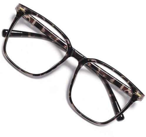 MACJERO Oversized Square Blue Light Blocking Glasses for Women Men, Anti-Fatigue Computer Monitor Glasses Reduce Eye Strain(Black Tortoise) 1 Pack