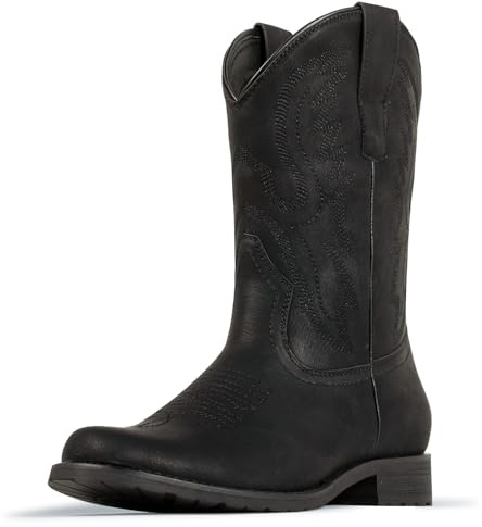 J's.o.l.e Men's Round Toe Cowboy Boots | Casual Pull-On Western Style, Mid-Calf Height, Comfortable Removable Insole, Ideal for Country Concerts & Daily Wear