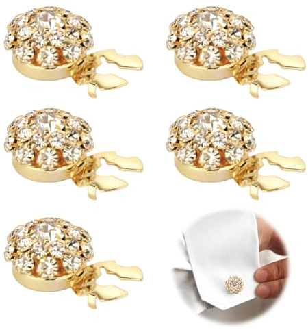 5 stycken strass knappskydd dam, manschettknappar knappar för kofta för kostym, manschett, smoking, skjorta, DIY, semesterdekoration