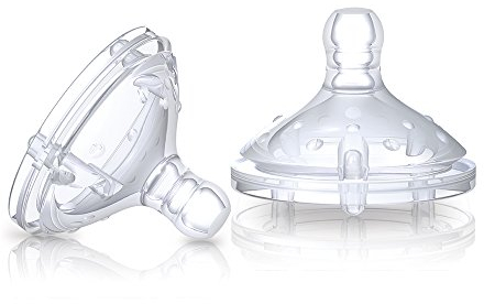 Nuby NT67601 - Natural Touch Soft Flex Flaschensauger aus Silikon, Grösse M für mittleren Trinkfluss, Muttermilch, Milch, Tee, Säfte, 2er Pack