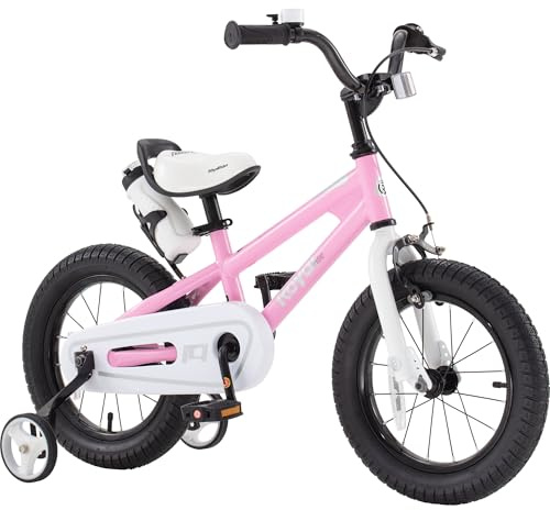 RoyalBaby Freestyle Toddlers Kids Bike Girls 12 Inch Childrens Learning Bicycle with Training Wheels for Beginners Ages 3-4 Years, Pink