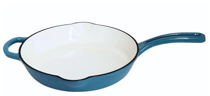 MIRRO 12in Cast Iron Enamel Skillet with Helper Handle, Teal
