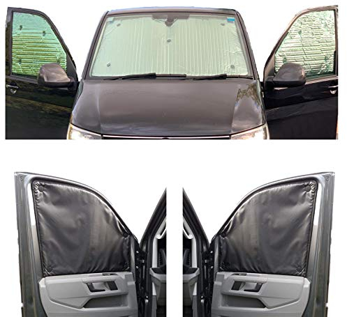 Fensterrollo-Set Kombatibel Mit VW Caddy (2004-2020)(Frontset) Rückenfarbe in Anthrazit, Reversibel und Thermisch