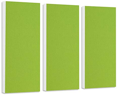platino24 Schallabsorber COLORE aus Basotec G+ I Akustikpaneele mit Akustikfilz I 3 Wand-Paneele in Hellgrün I Akustikplatten zur Schalldämmung in Büro, Studio & Wohnung