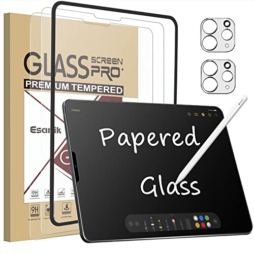 Esanik Feel like Paper für Panzerglas für iPad Pro 11 Zoll 2022, iPad Air 5/ Air 4 Schutzfolie, 9H Matt Schutzglas mit Kameraschutz, Anti-Fingerabdruck & Blendschutz (2+2 Stück)